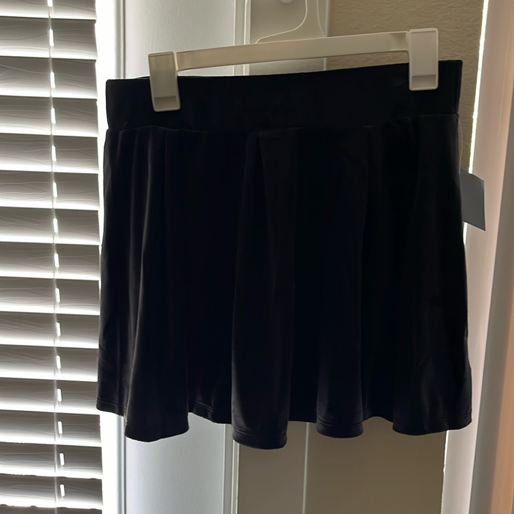 Black velvet mini skirt